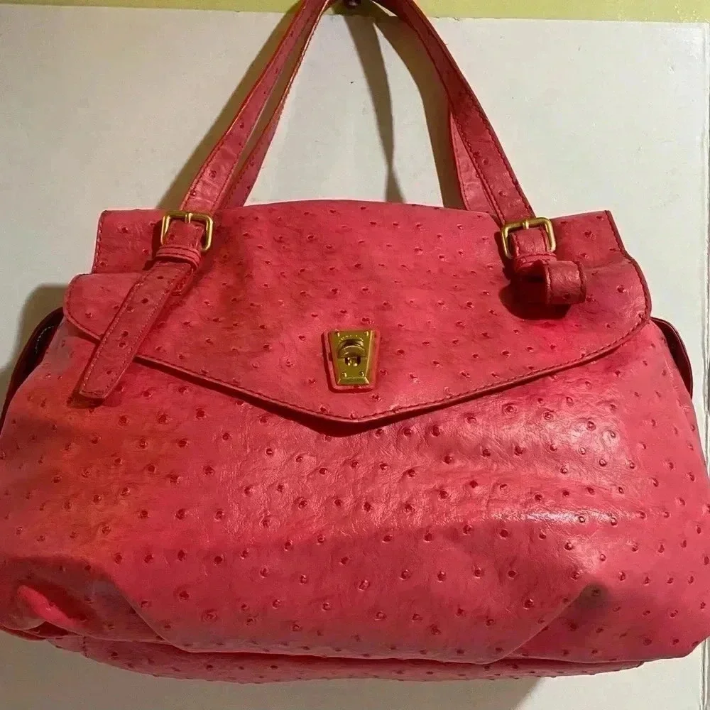 Marc by Marc Jacobs coral embossed leather satchel handbag